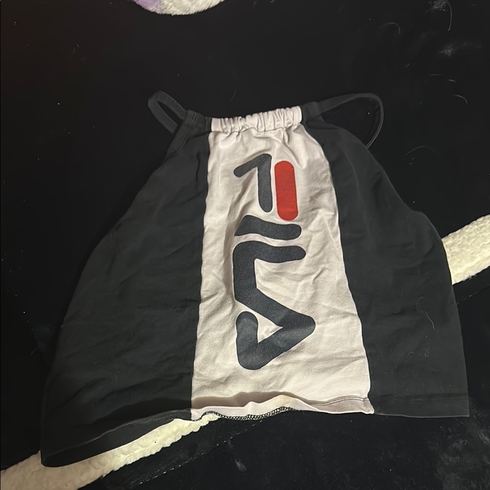 Fila Black and White Logo Halter Top